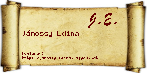 Jánossy Edina névjegykártya